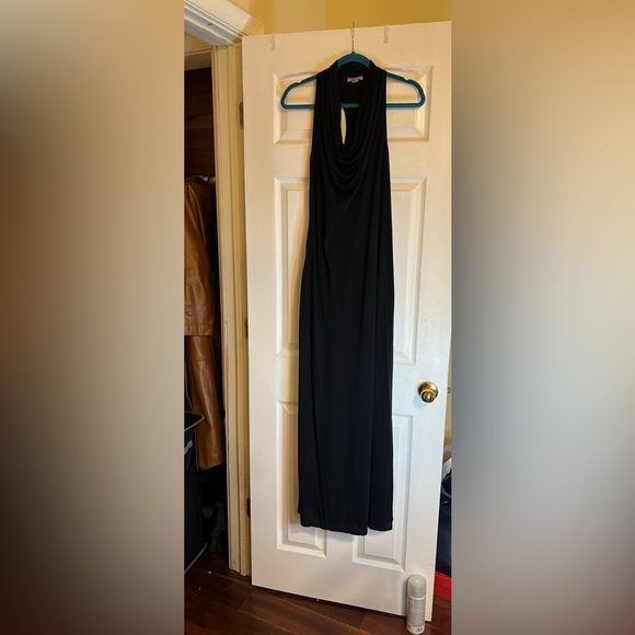 Helmut* Helmut Lang Kinetic Cowl neck racer back black maxi dress Medium - Picture 3 of 12